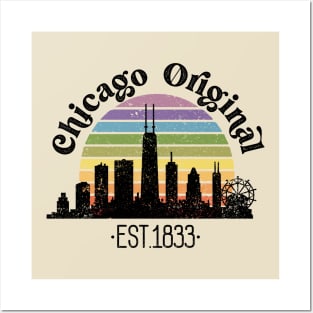 Chicago Original Retro Rainbow Posters and Art